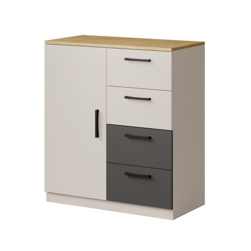 Kommode mit Schubladen Billz 1D4S 80 Kaschmir/Eiche Cremona