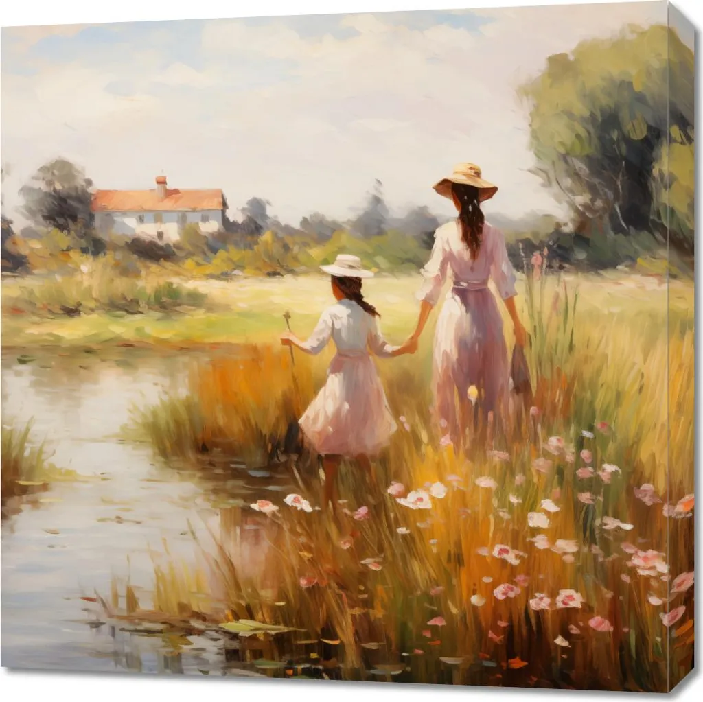 Tableau déco Connexion rurale 70x70 cm - Toile murale pour salon moderne