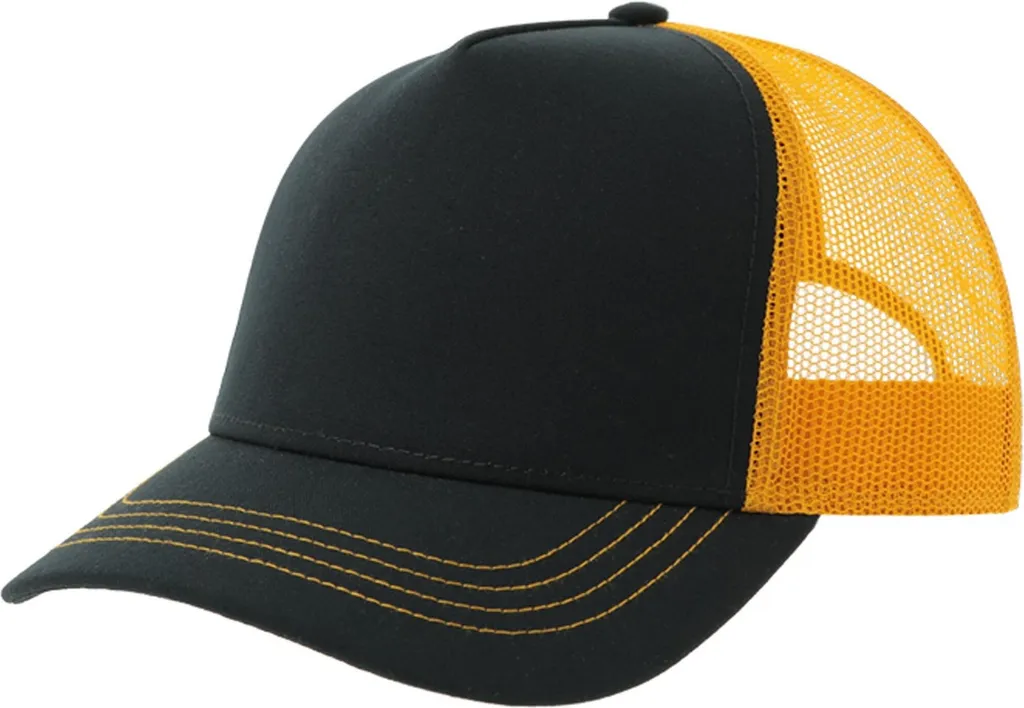 Atlantis - Cappello Trucker "Rapper" in materiale riciclato per uomo/donna unisex AB566 (taglia unica) (Navy/Yellow)