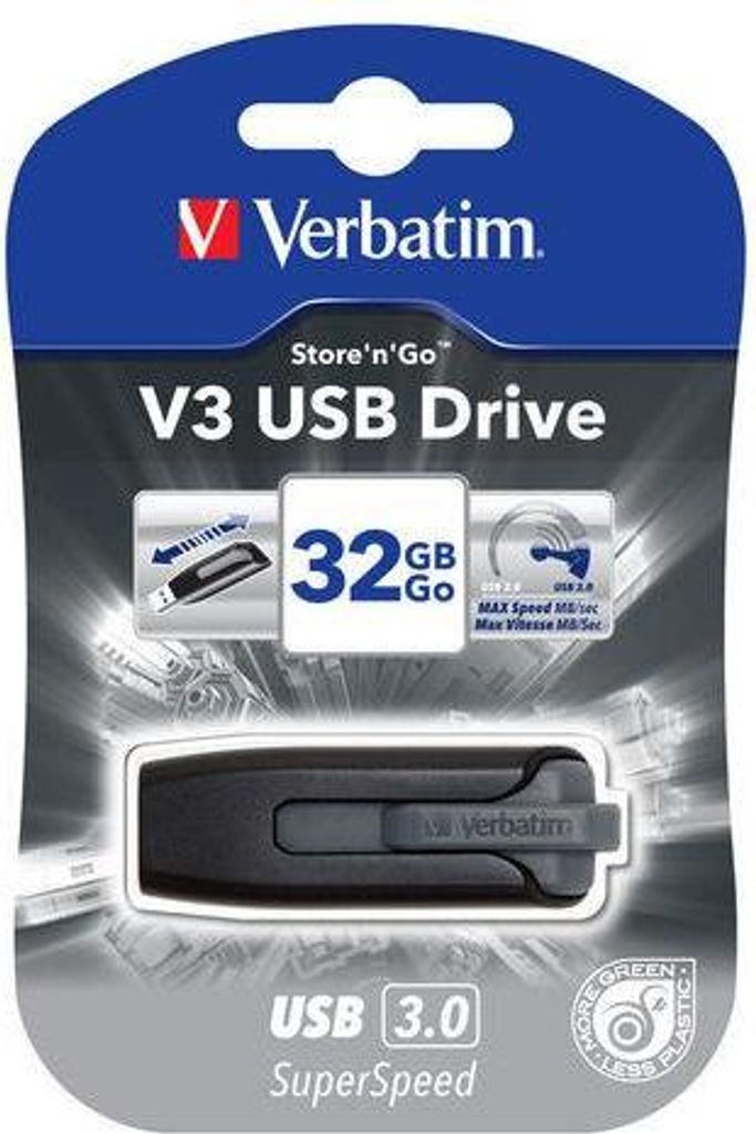 Verbatim V3 - USB 3.0-Stick 32 GB - Schwarz, 32 GB, USB Produktbild 