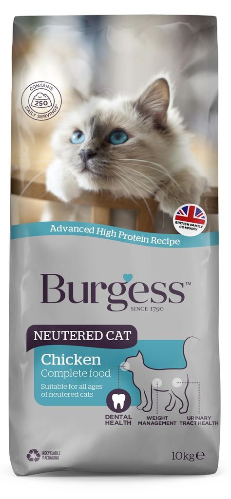 Burgess Neutered Cat – Komplettes Trockenfutter für kastrierte Katzen 10KG