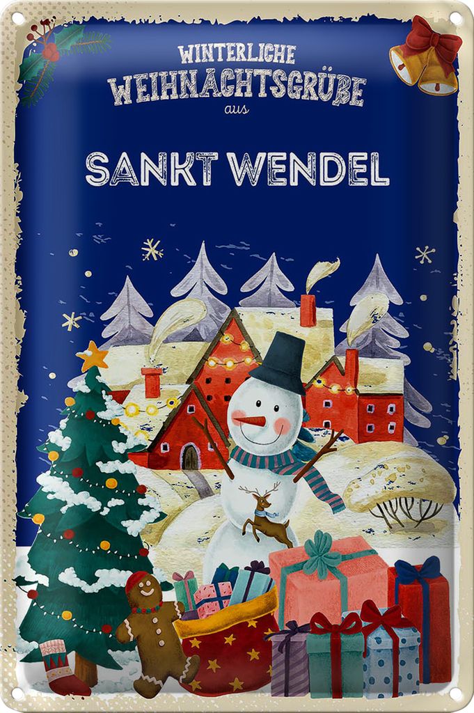 Blechschild Weihnachtsgrüße SANKT WENDEL 20x30cm