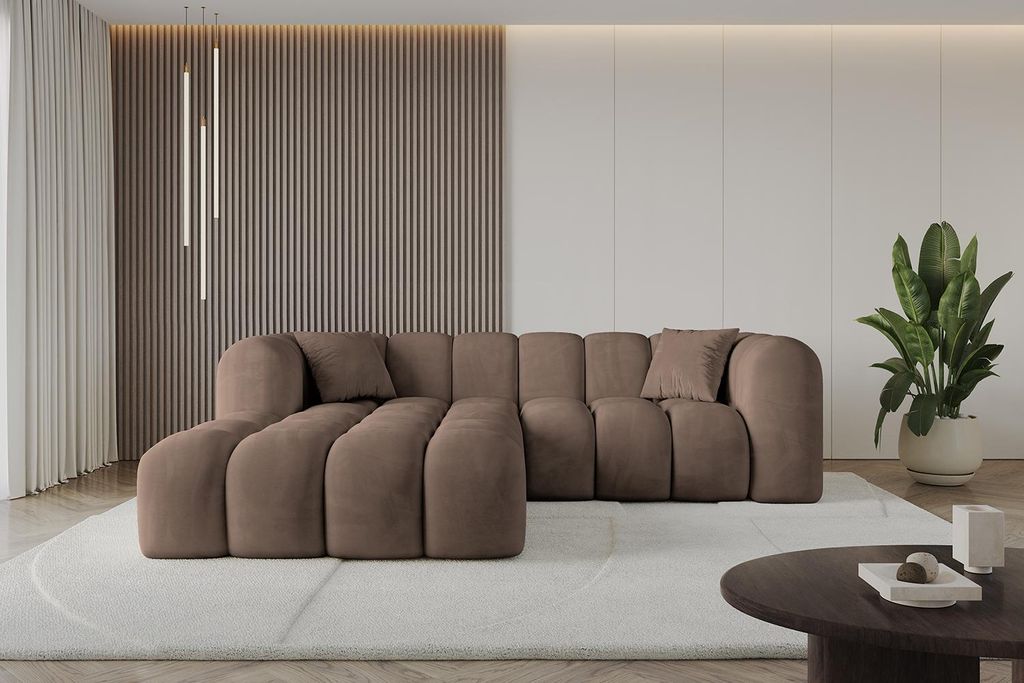 ALTDECOR Ecksofa in L-Form OLEA-L1 - 231x173x74 cm Braun - Corner Sofa Bett Eckcouch Couch Wohnlandschaft Cauchsofa