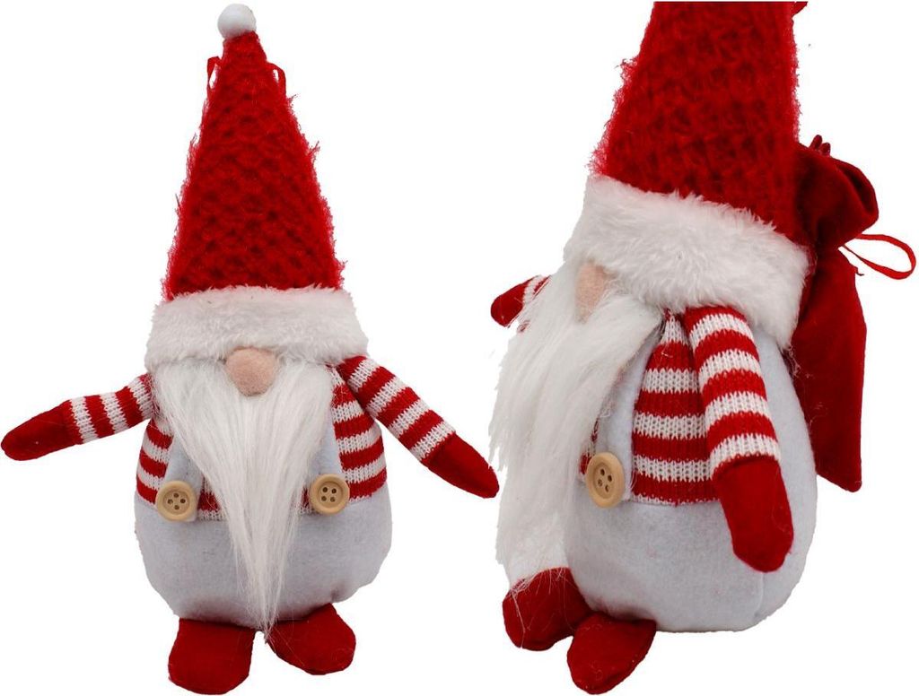 Weihnachtsmann Figur 25 cm Weiß – Dekofigur mit Geschenksack für Weihnachtsdeko