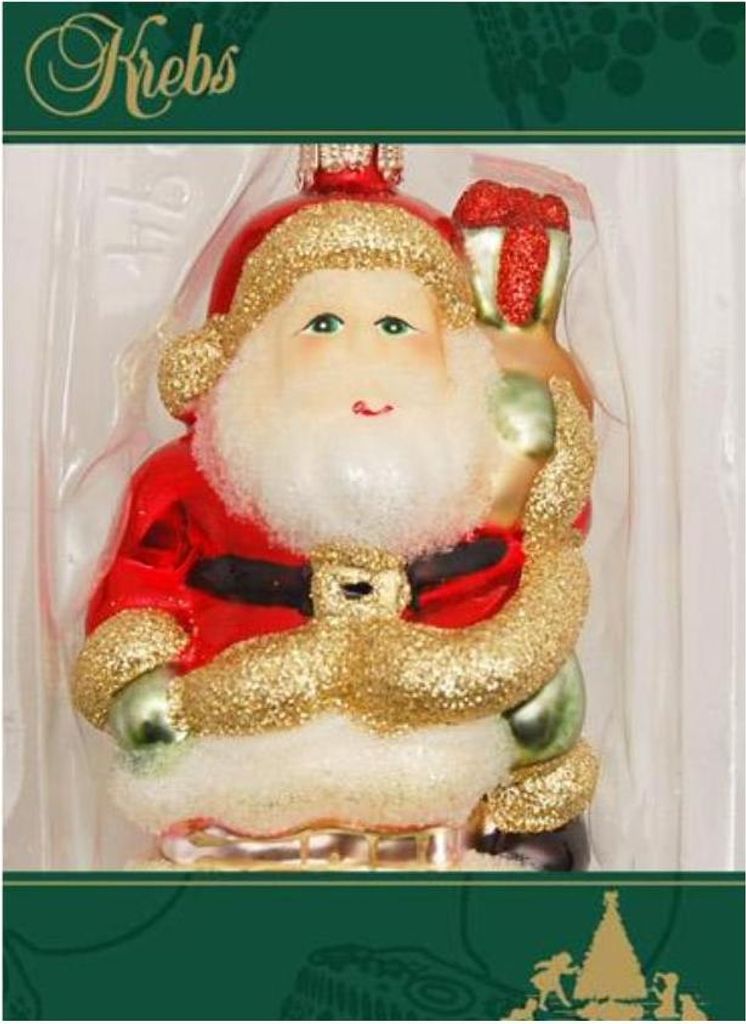 Krebs Glas Lauscha Weihnachtsbaumschmuck - Minifigur - Weihnachtsmann im Schornstein - aus Glas - ca. 9,5 cm