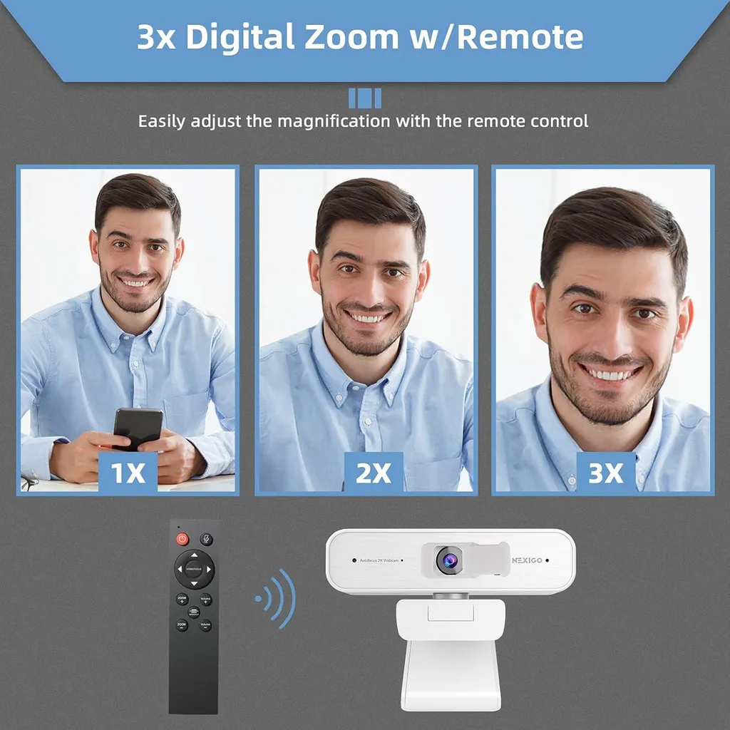 Webcam 2K autofocus N940P blanche avec micro haute définition via USB