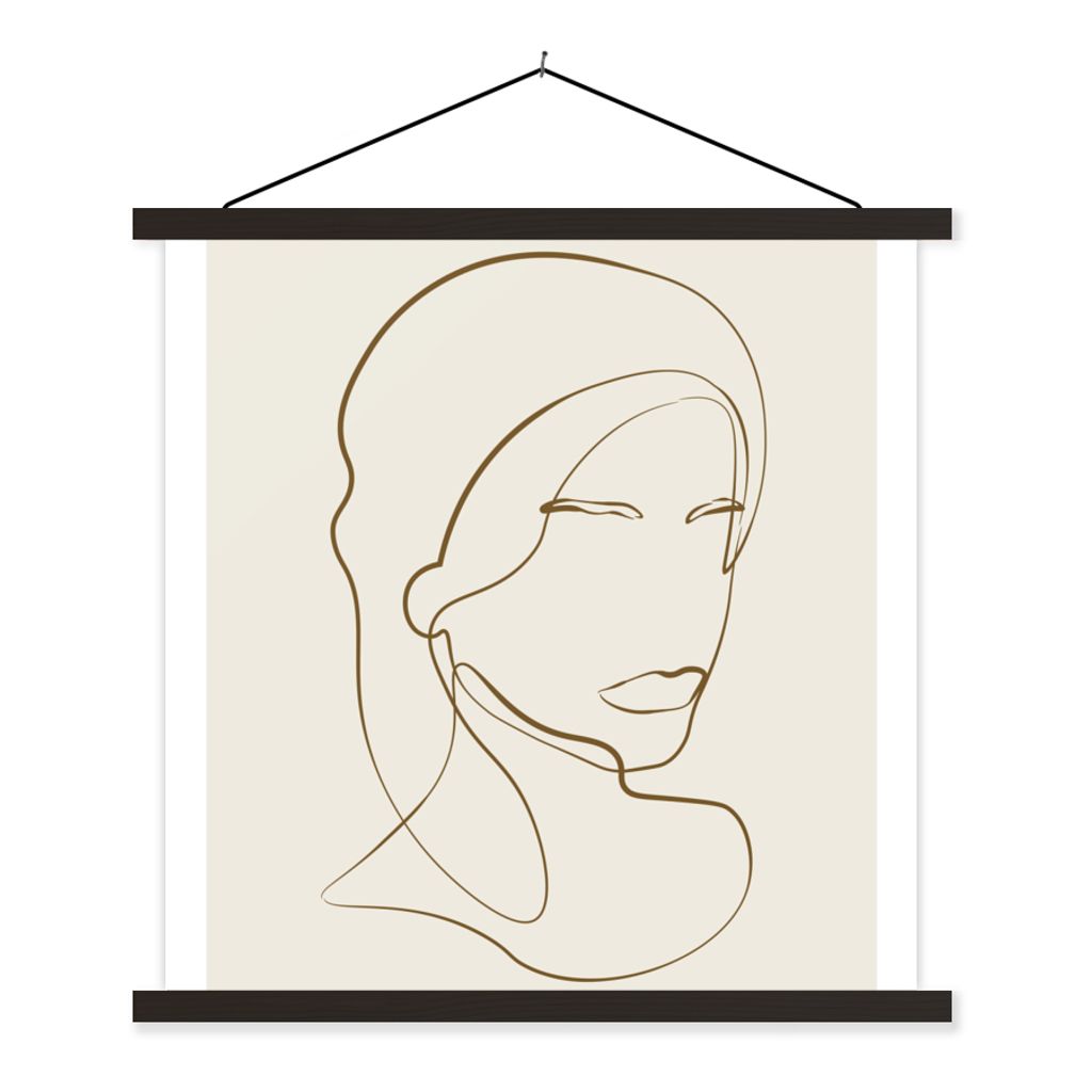 MuchoWow Textilposter Frauen - Text - Zitate - Linienkunst 40x40 cm mit schwarzem Rahmen - Fotos