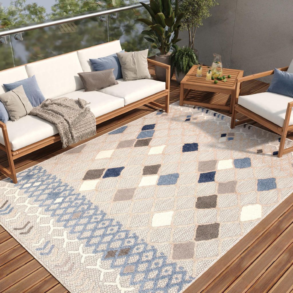 Tapiso Teppich PATIO Outdoor – Balkon und Terrassen Teppich, wetterfest & pflegeleicht 140 x 200 cm