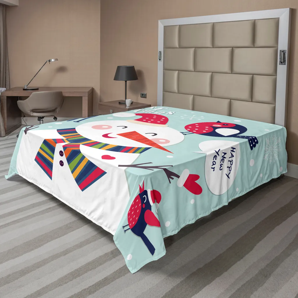 Drap plat de Noël extra large 275x260cm, textile doux anti-froissage