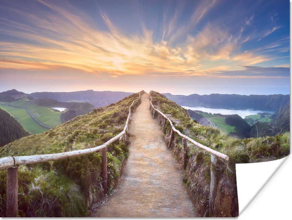 MuchoWow Poster Berge - Natur - Weg 40x30 cm - Plakate für die Wände - Poster Wohnzimmer