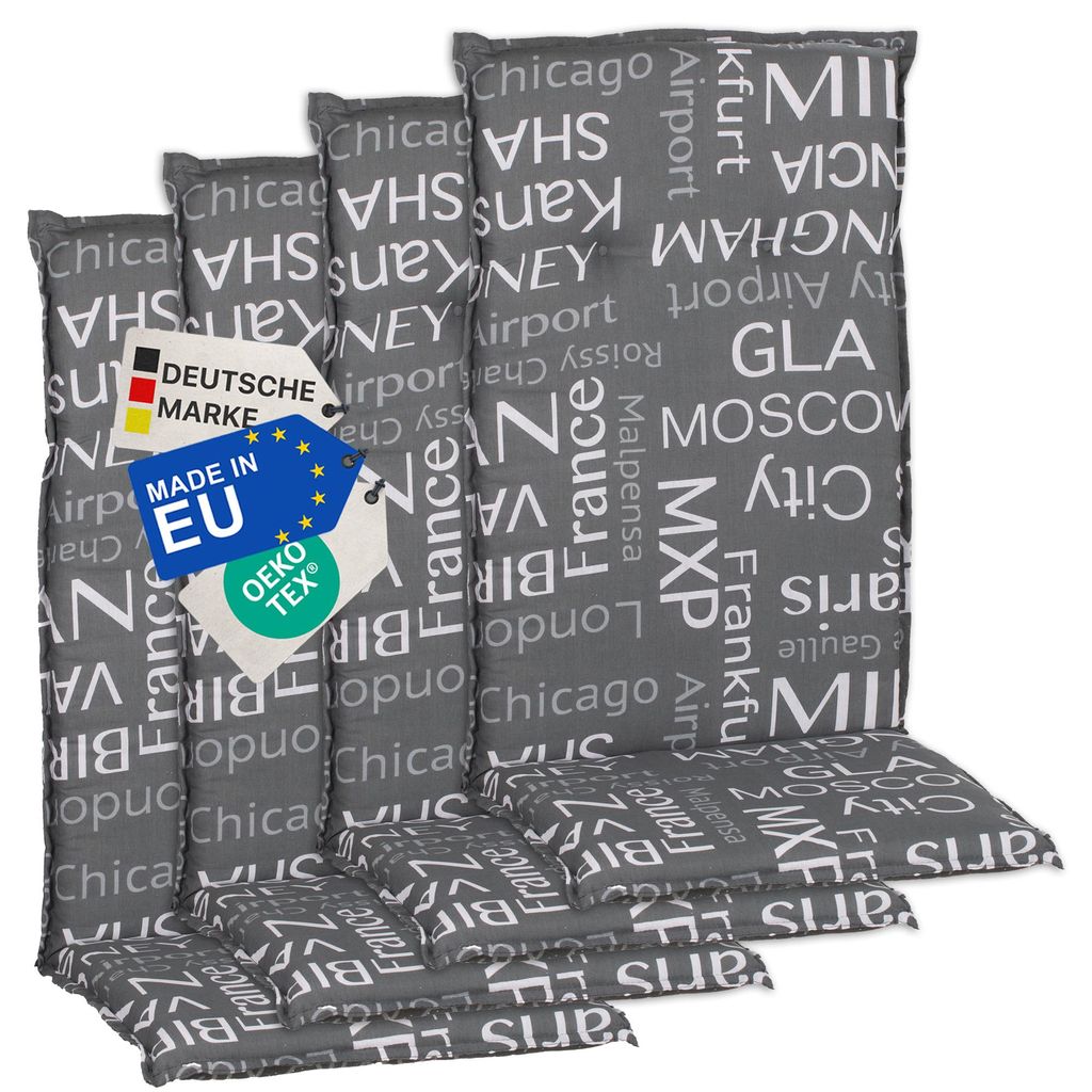 NYVI Gartenstuhl Auflagen Hochlehner 4er Set Barcelona - Produktbild 