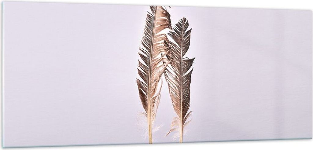 Bilder auf glas - Einteilig - Zwei Federn Flieder - 100x40cm - Glasbilder - Wandbilder - Bilder - zum Aufhängen bereit - Wanddekoration aus Glas -...