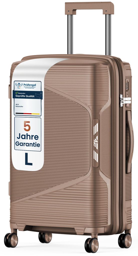 4FLY Hartschalen-Reisekoffer L 65 cm (61L) - mit TSA-Schloss, Doppelrollen, Aluminium-Teleskopgriff und Doppelreißverschluss