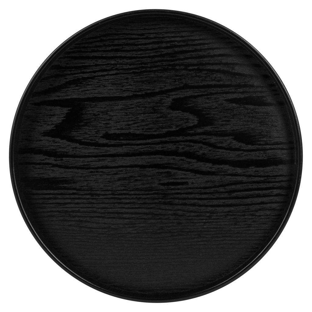 QUVIO Rundes Holztablett - Schwarz - 36 cm Produktbild 