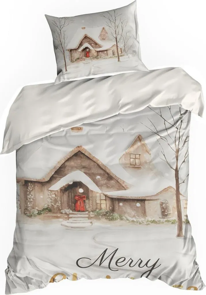 EUROFIRANY Lenzuola Natalizie 140x200 cm - Cotone Bianco Oro Crema Casa