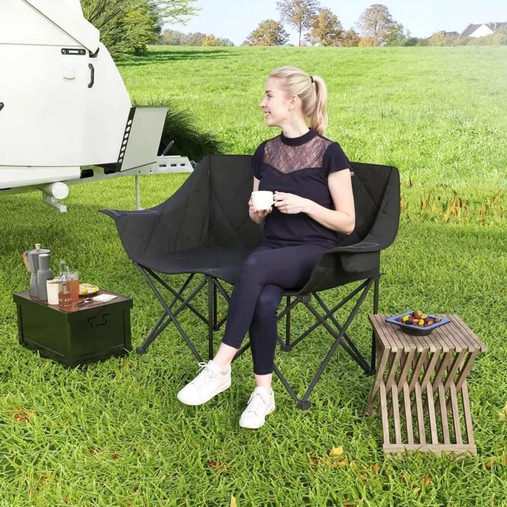 Chaise de camping 2 places robuste 250kg avec glacières intégrées - 8
