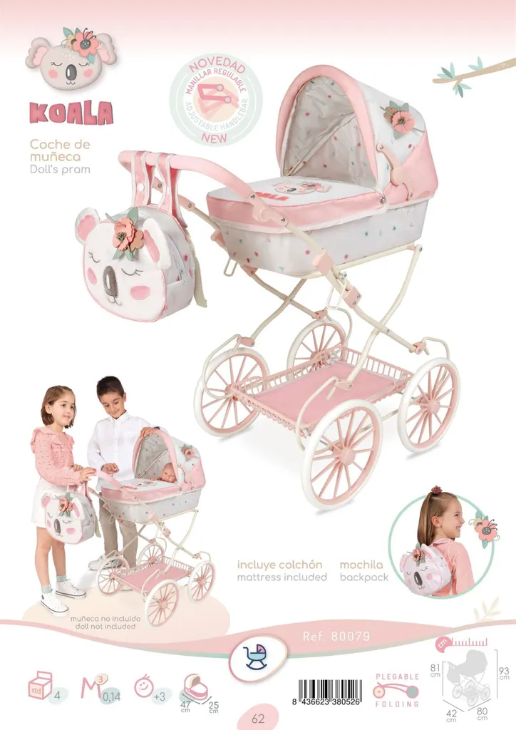 Poussette de Jouet pour Poupée DeCuevas 80079A avec Sac à Dos Inclus