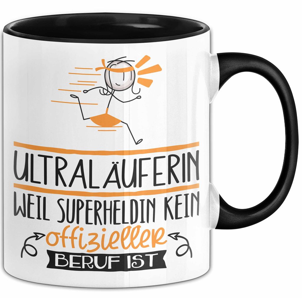 Ultraläuferin Geschenk Tasse Lustiger Spruch Ultraläuferin Weil Superheldin Kein Offizieller Beruf Ist Geschenkidee (Schwarz)