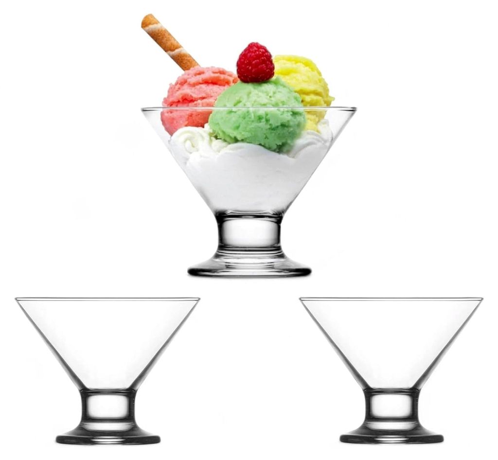 Glas Dessertschalen | 6 Stück | Dessertgläser für Eis, 165 ml, Hergestellt in Europa