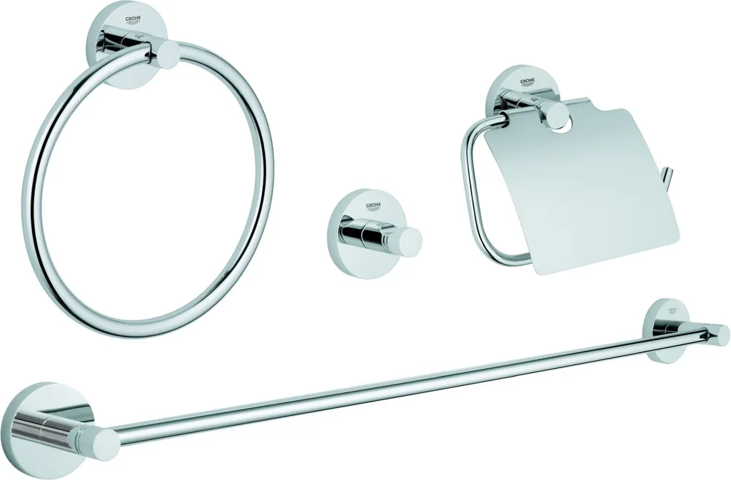 Grohe Essentials 40776001 Set 4 Pezzi Bagno Cromo - Design Moderno