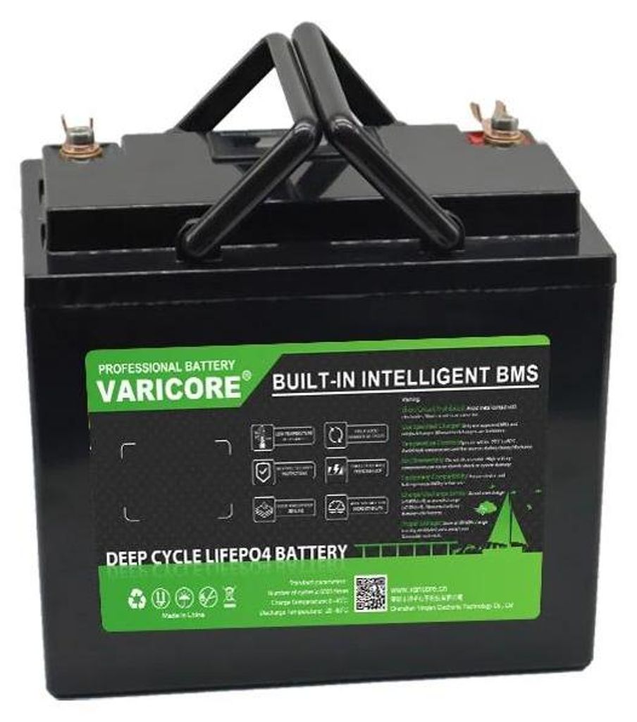 12V LiFePO4 Batterie - 90Ah Deep Cycle - 12,8V Lithium-Eisenphosphat - Für Wohnmobil Boot Solaranlage Offgrid - 1 Stück - 12V 90Ah