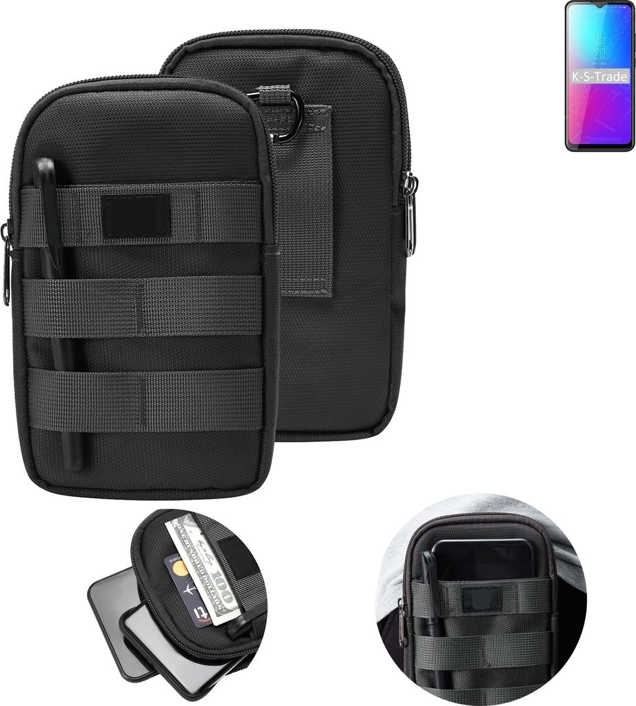 K-S-Trade Holster Gürtel Tasche kompatibel mit Blackview BV5100 Pro Handy Tasche Schutz Hülle dunkel-grau viele Fächer, 1x
