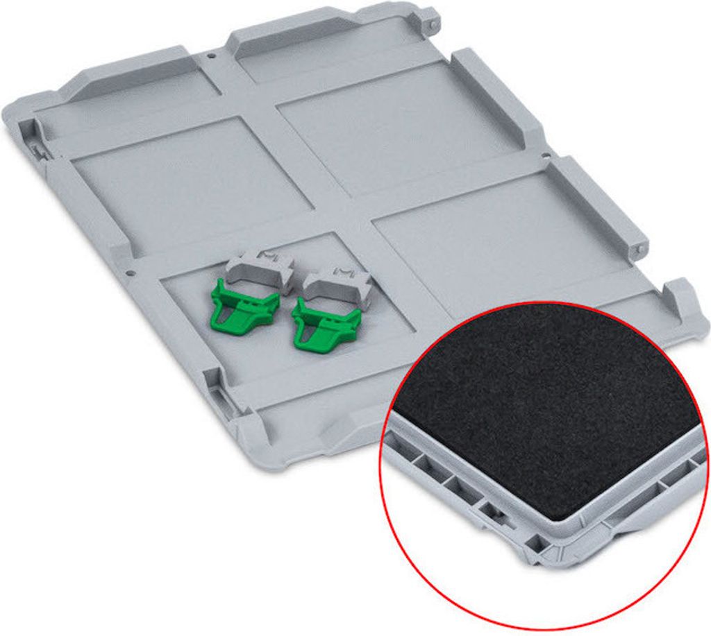SparSet 10x Scharnierdeckel Set Eurobox NextGen mit Schaumstoff und 2 grüne Schiebeschnappverschlüsse | BxT 30x40cm | Eurobehälter, Transportbox...