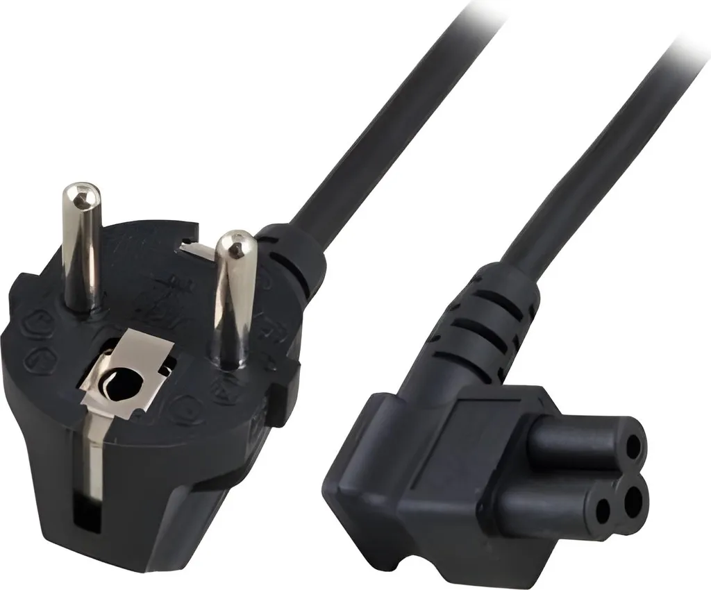 Câble secteur pour PC portable fiche trèfle C5 coudée 1.8m noir EFB