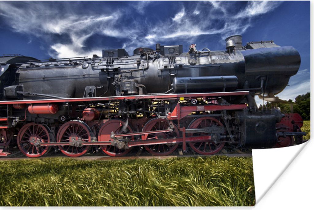MuchoWow Poster Dampflokomotive auf einem Feld 60x40 cm - Schlafzimmerdekoration