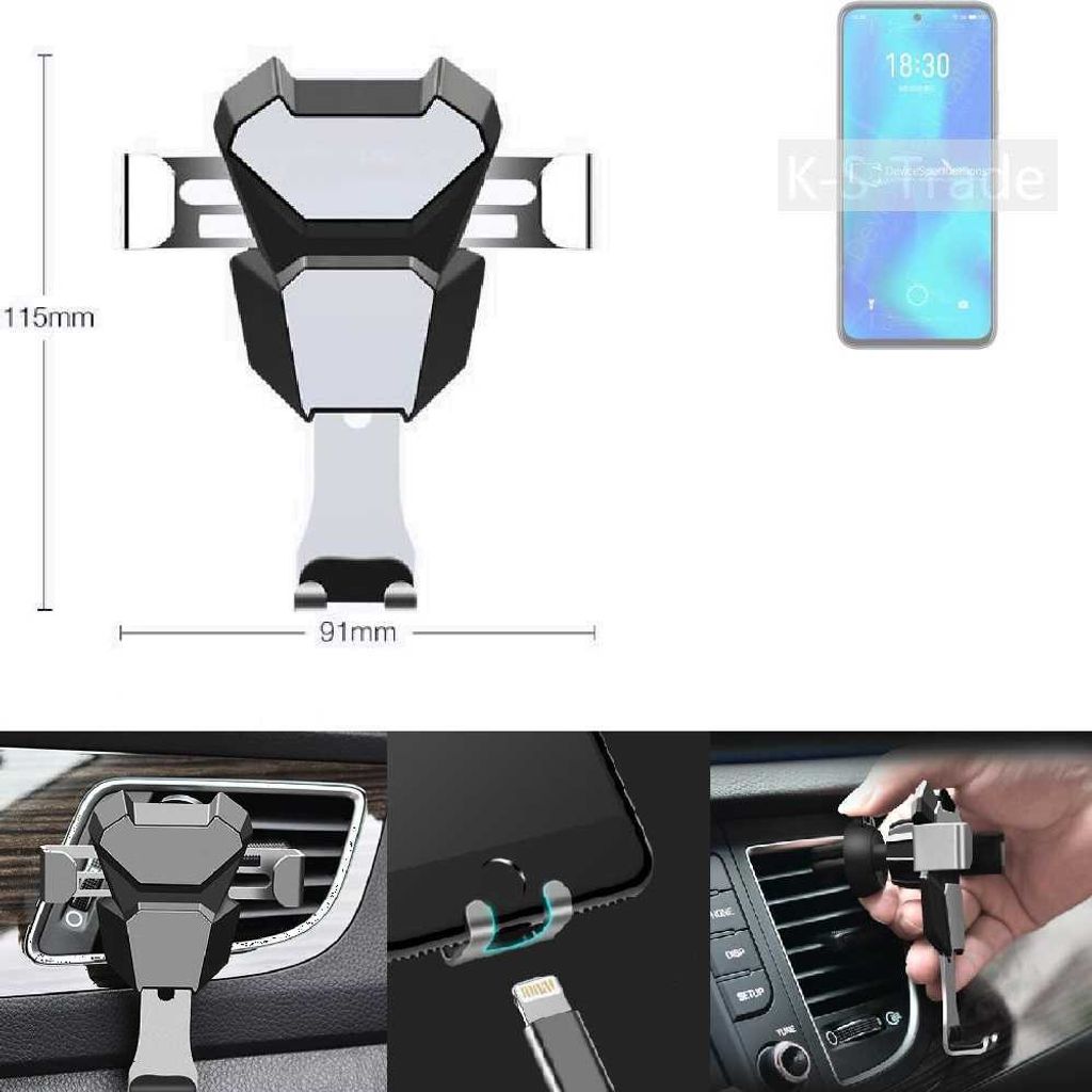 K-S-Trade Lüftungshalterung kompatibel mit Meizu 18x kompakte Handy-Halterung Lüftungsschlitz Lüftungsgitter Autohalterung KFZ Auto-Halterung