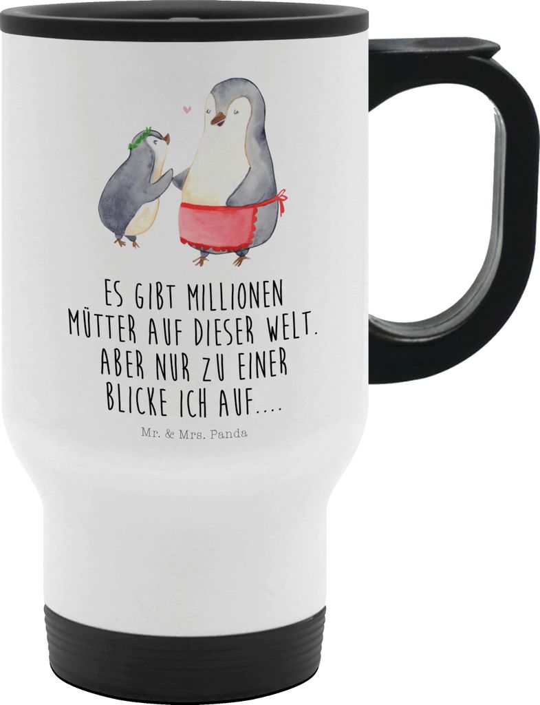 Mr. & Mrs. Panda Thermobecher To Go Pinguin mit Kind - Weiß - Geschenk, Vorbild Mama, Muttertag, Familie, thermosbecher, Kaffeebecher, Mutter, Cam...