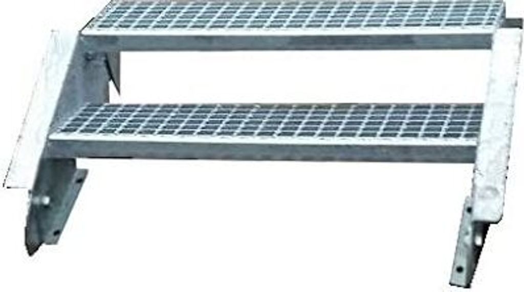 Stahltreppe verzinkt 2 Stufen Geschosshöhe 30 - 40 cm / Stufenmaße 100 cm x 24 cm