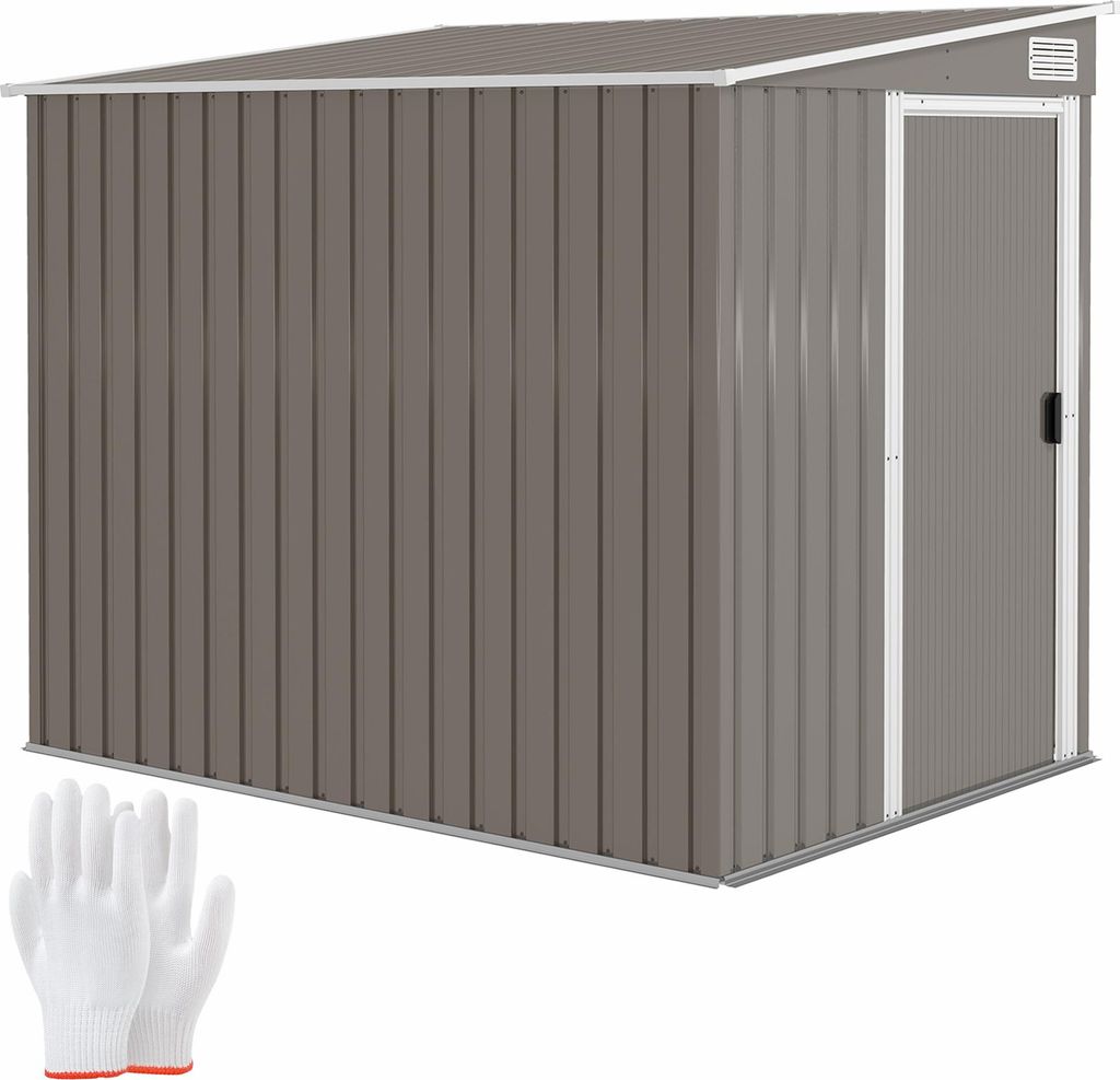 Outsunny Metall Gerätehaus 2,81m² 154x206,5x181 cm Geräteschuppen mit Pultdach