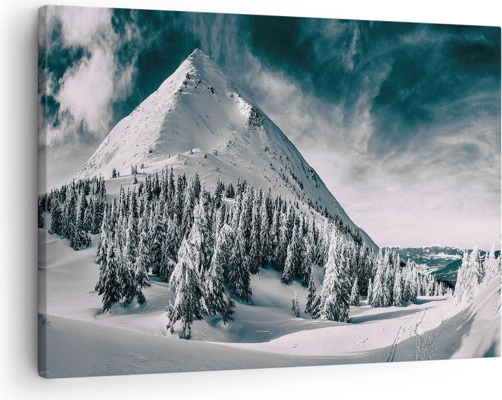 Bild auf Leinwand - Leinwandbild - Einteilig - Dunkel Himmel Berg - 70x50cm - Wand Bild - Wanddeko - Wandbilder - Leinwanddruck - Bilder - Wanddeko...
