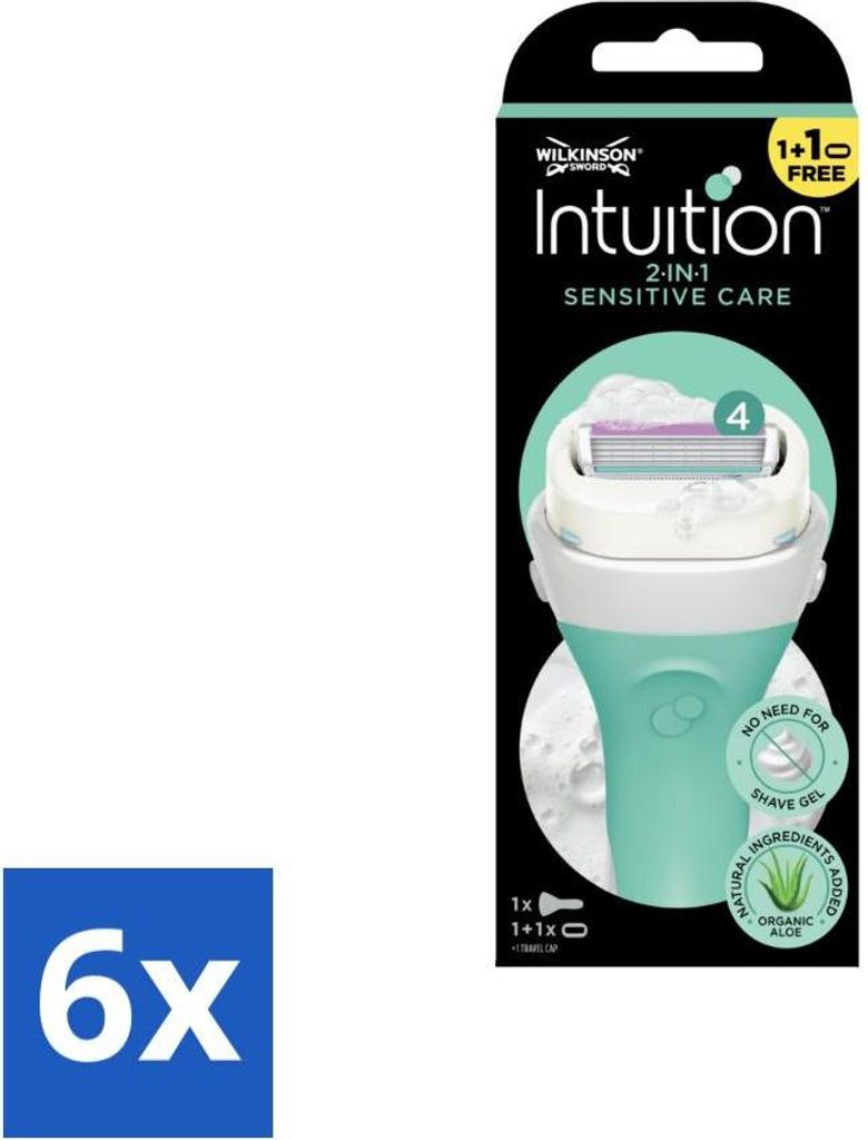 Wilkinson Sword – Rasierer – Intuition Sensitive Care 2-in-1 – Sanft – 1 Rasierer - Vorteilspack - 6 Stücke