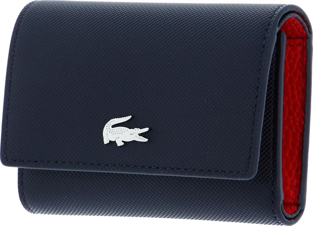 Porte-monnaie Lacoste Compact pour Homme et Femme Bleu Marine et Rouge