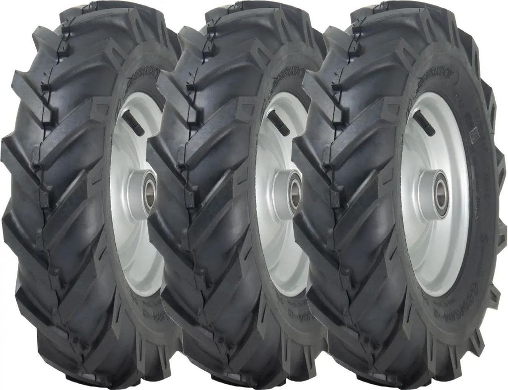 4,80/4,00-8 Rotovator-Felge mit offener Mitte und Stollen, 25-mm-Kugellager (3er-Set)