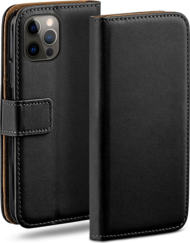 moex Book Case kompatibel mit Apple iPhone 12 Pro Max - Hülle 360 Grad klappbar, Schwarz