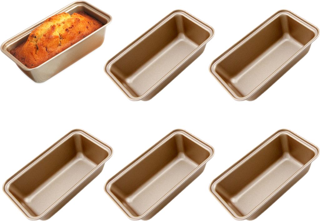 CANDeal Mini 6 Zoll / 15,5cm Batzen Brotbackformen Kuchenform, 6er Set, Kohlenstoffstahl,Antihaft, Gold