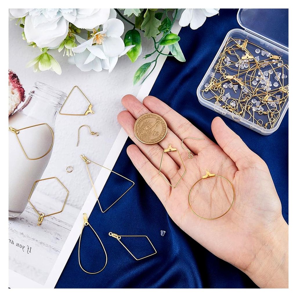 18 Stück Goldene Ohrringe Selber Machen Set mit 9 Stilen und Zubehör
