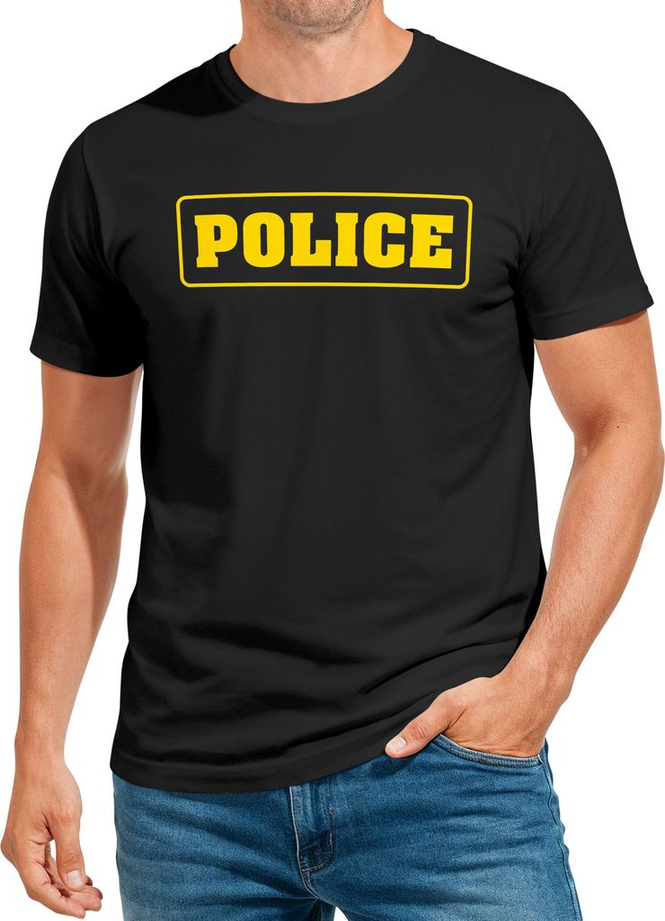 Herren T-Shirt Police Polizei-Kostüm Polizist-Shirt Fun-Shirt Fasching Verkleidung Kostüm Karneval Moonworks