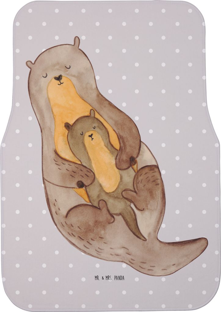 Mr. & Mrs. Panda Automatte Otter Kind - Grau Pastell - Geschenk, Familie, Geburt, Fußmatte Auto, Auto-Fußmatte, Teppich, Baby, Tochter, Autoteppi...