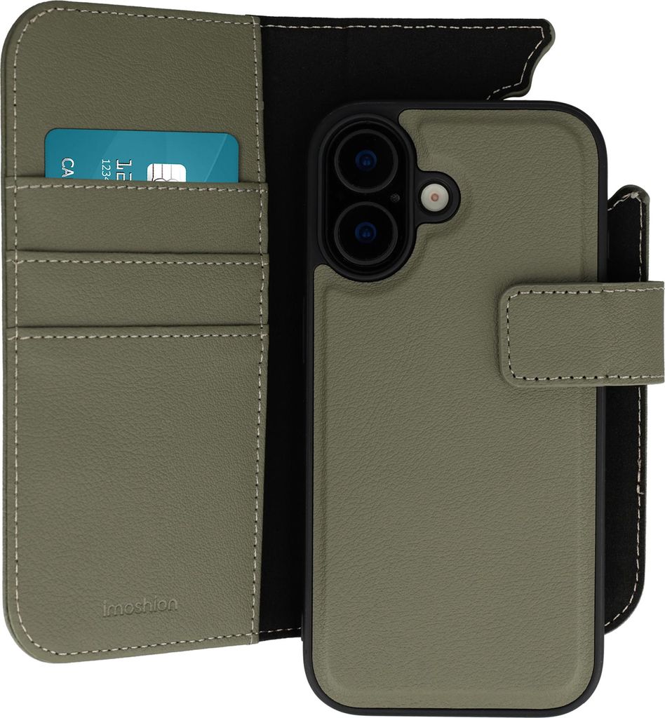 imoshion Herausnehmbares 2-in-1-Luxus-Bookcase für das Apple iPhone 16 – Grün