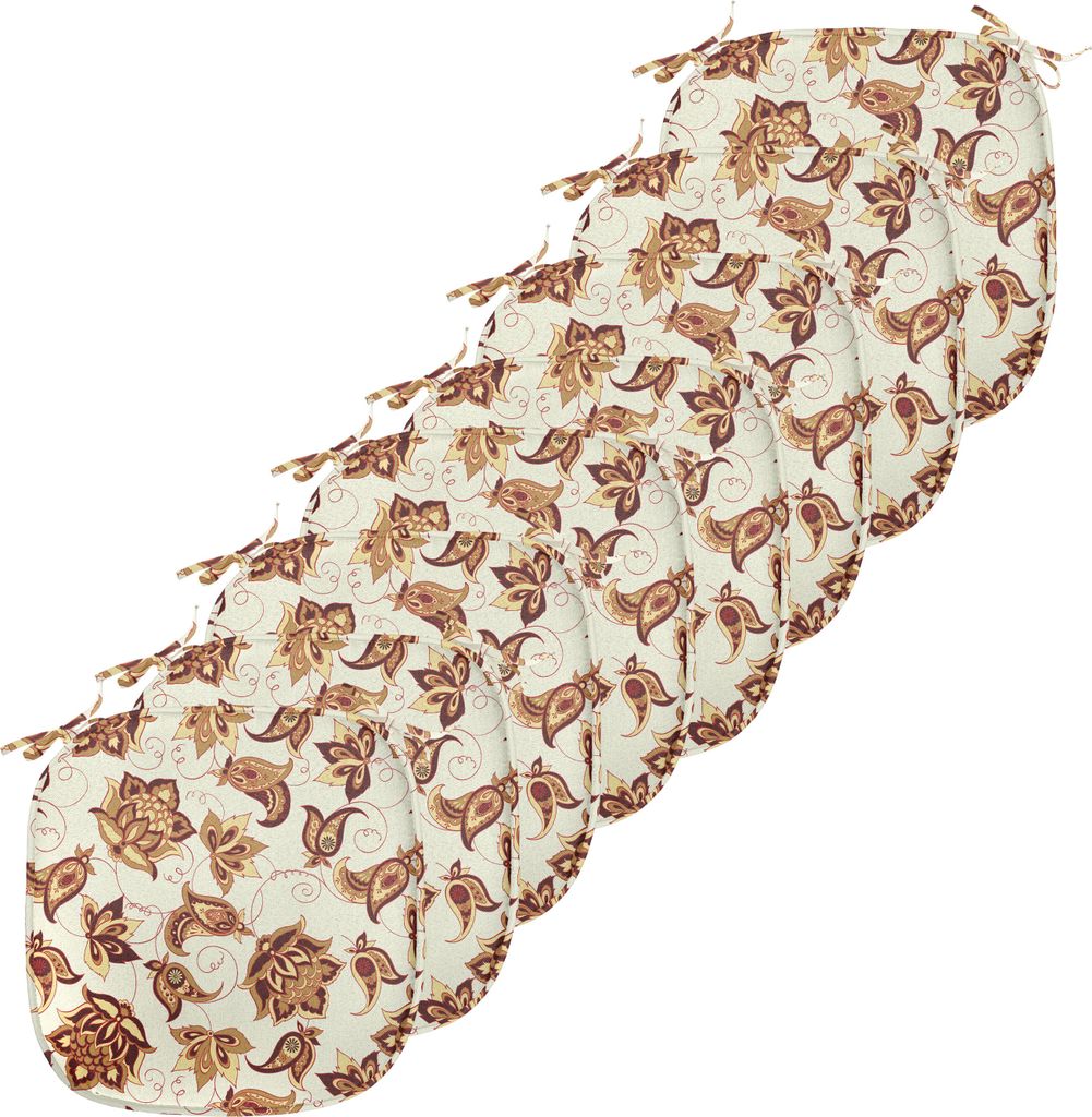 ABAKUHAUS Paisley Polster für Esszimmerstühle, Motiv, Dekoratives wasserfestes Kissen mit Riemen für Küchensitze, 40 cm x 40 cm-8er Pack, Blass...