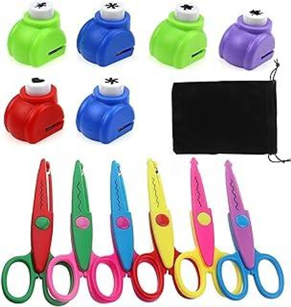 Bastelschere Set 6 Stück Bunte Sicherheits Zickzackschere, Verschiedenen Papierstanzer Mini für Kinder DIY Scrapbook Fotoalbum Handwerk