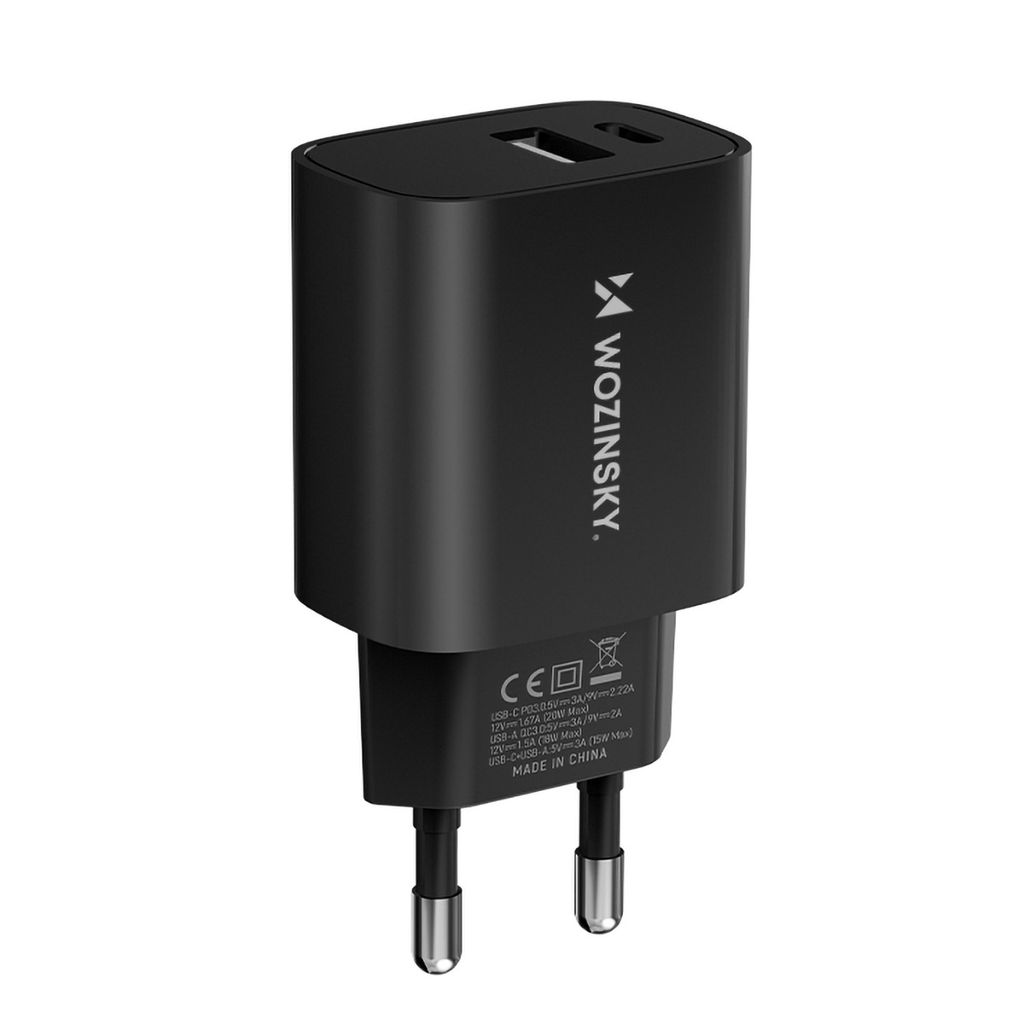 Wozinsky Wgwcb Usb-A Usb-C 20W Wandladegert - Schwarz