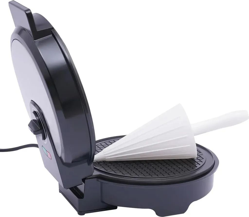 Gaufrier à glace électrique 1200W avec plaques rondes antiadhésives Noir