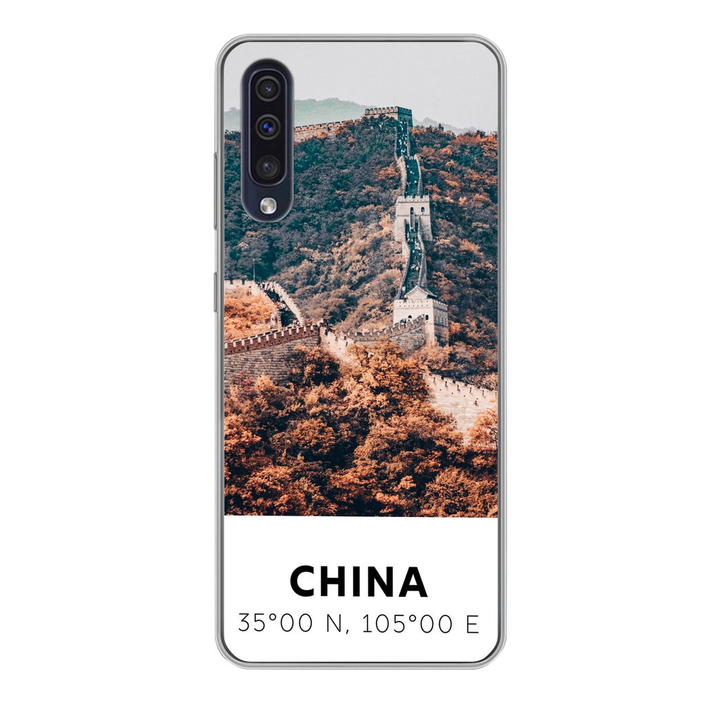 MuchoWow Handyhülle Schutzhülle Hülle für Samsung Galaxy A50 China - Große Mauer - Herbst - Asien Silikon Softcase Handy Hülle - Mobiltelef...