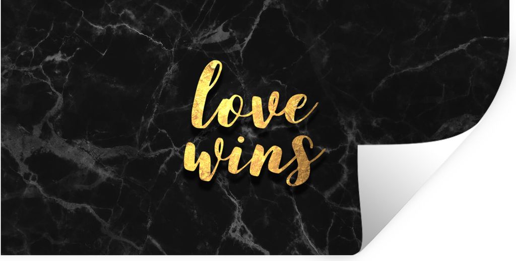 MuchoWow Wandtattoo Wandsticker Wandaufkleber Zitat - Liebe - Marmor - Gold 120x60 cm Selbstklebend und Repositionierbar - Sticker - Dekorfolie