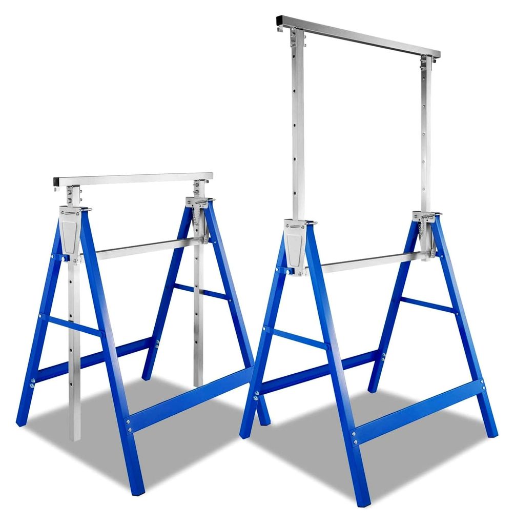 2x Gerüstbock Klappbock 7-fach höhenverstellbar 81-130 cm 400 kg Gestelle klappbar Metall Unterstellbock Arbeitsbock